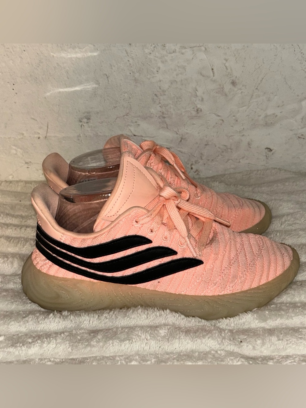adidas Sobakov B75601 Women 5.5 Pink Coral Black Gum Sole Sneakers EU 38